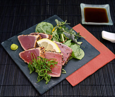 Roasted Maguro Nigiri With Onion Leaf